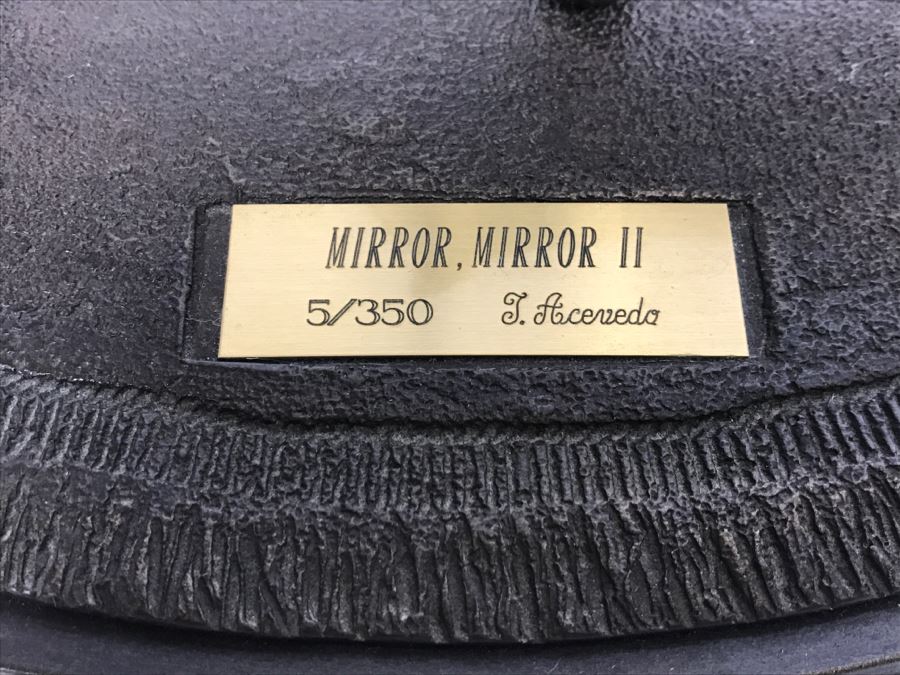 Limited Edition Bronze Of Bull Terrior Dog Staring At Refection In Mirror Titled 'Mirror, Mirror II' By Tony Acevedo 5 Of 350 [Photo 4]