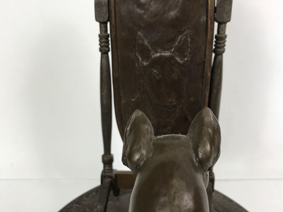Limited Edition Bronze Of Bull Terrior Dog Staring At Refection In Mirror Titled 'Mirror, Mirror II' By Tony Acevedo 5 Of 350 [Photo 14]