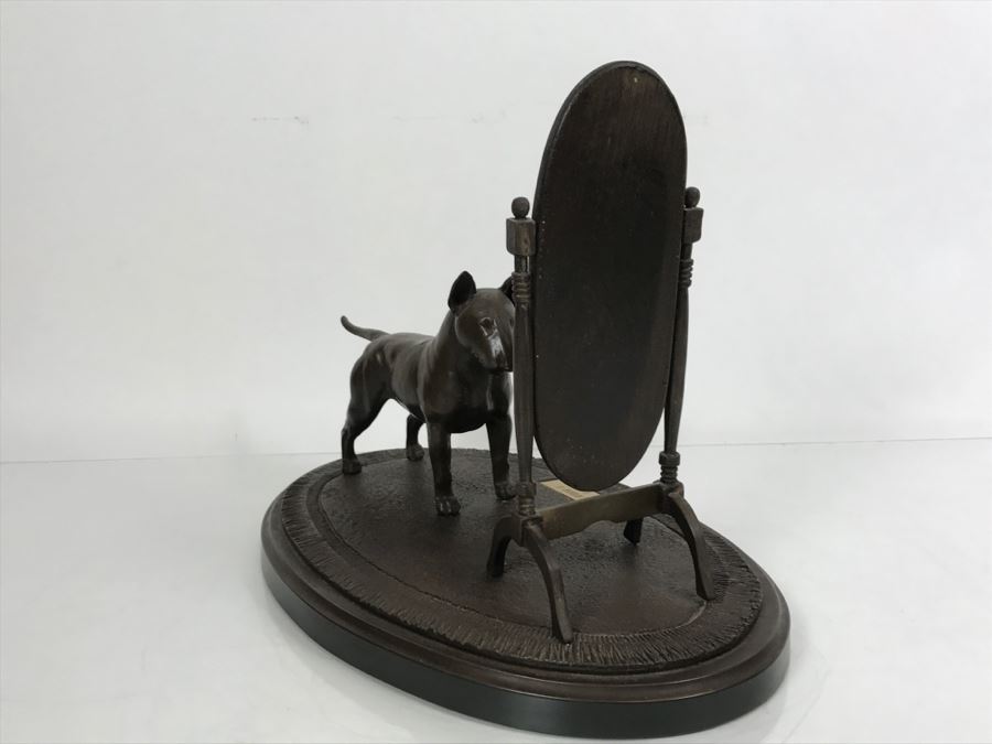 Limited Edition Bronze Of Bull Terrior Dog Staring At Refection In Mirror Titled 'Mirror, Mirror II' By Tony Acevedo 5 Of 350 [Photo 21]