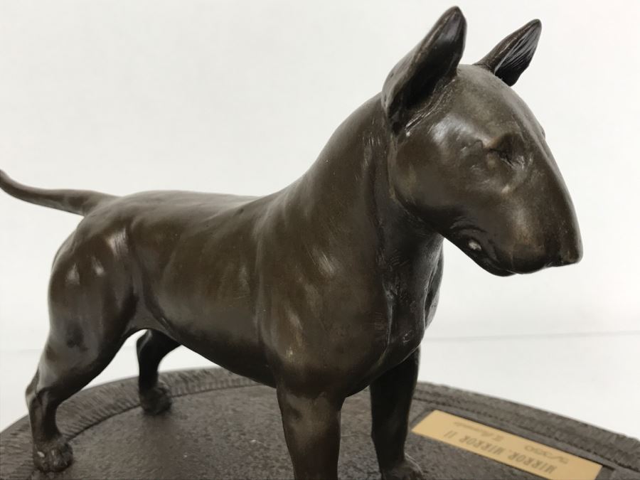 Limited Edition Bronze Of Bull Terrior Dog Staring At Refection In Mirror Titled 'Mirror, Mirror II' By Tony Acevedo 5 Of 350 [Photo 18]