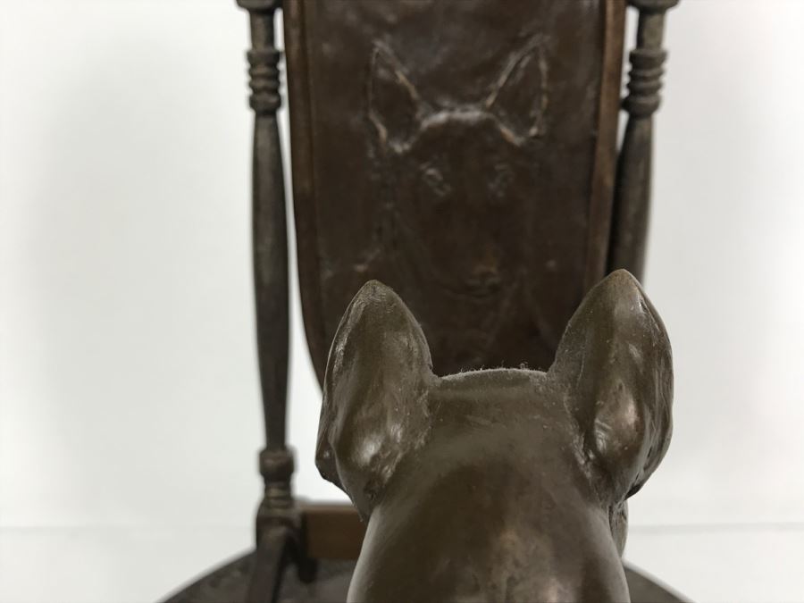 Limited Edition Bronze Of Bull Terrior Dog Staring At Refection In Mirror Titled 'Mirror, Mirror II' By Tony Acevedo 5 Of 350 [Photo 13]