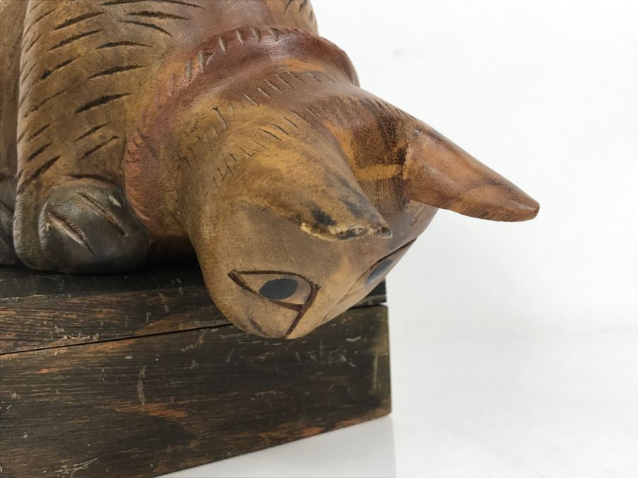 Wooden Carved Cat Sculpture (Box Not Included) [Photo 3]