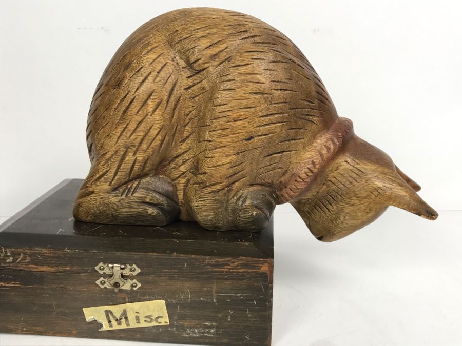 Wooden Carved Cat Sculpture (Box Not Included) [Photo 5]