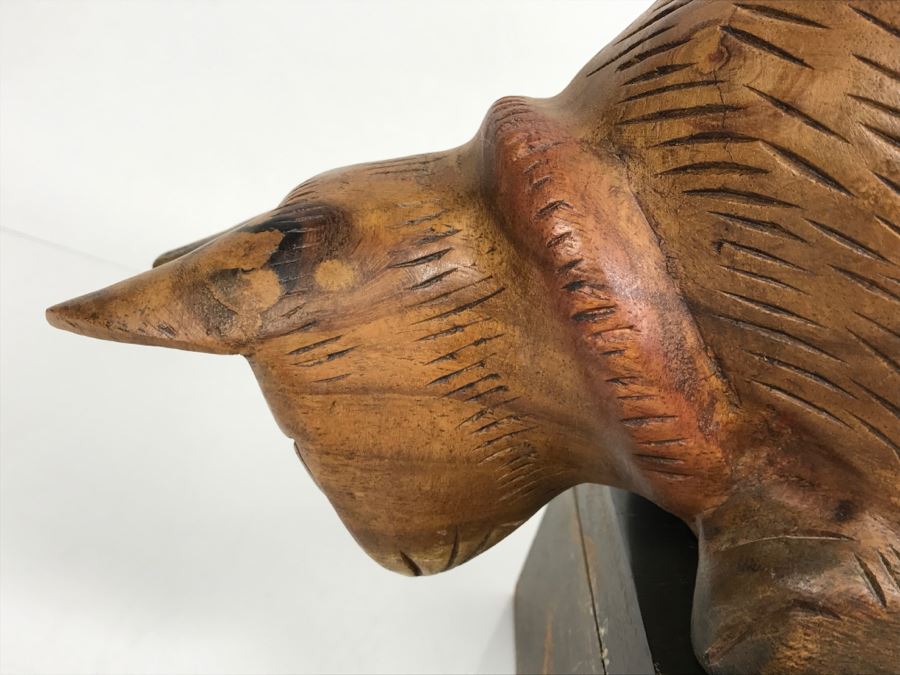 Wooden Carved Cat Sculpture (Box Not Included) [Photo 10]