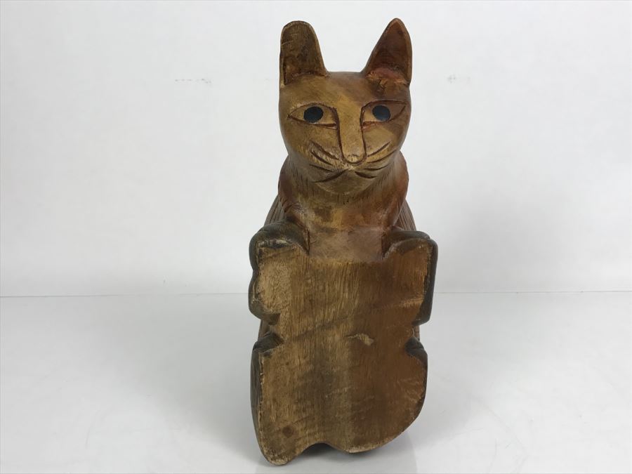 Wooden Carved Cat Sculpture (Box Not Included) [Photo 12]
