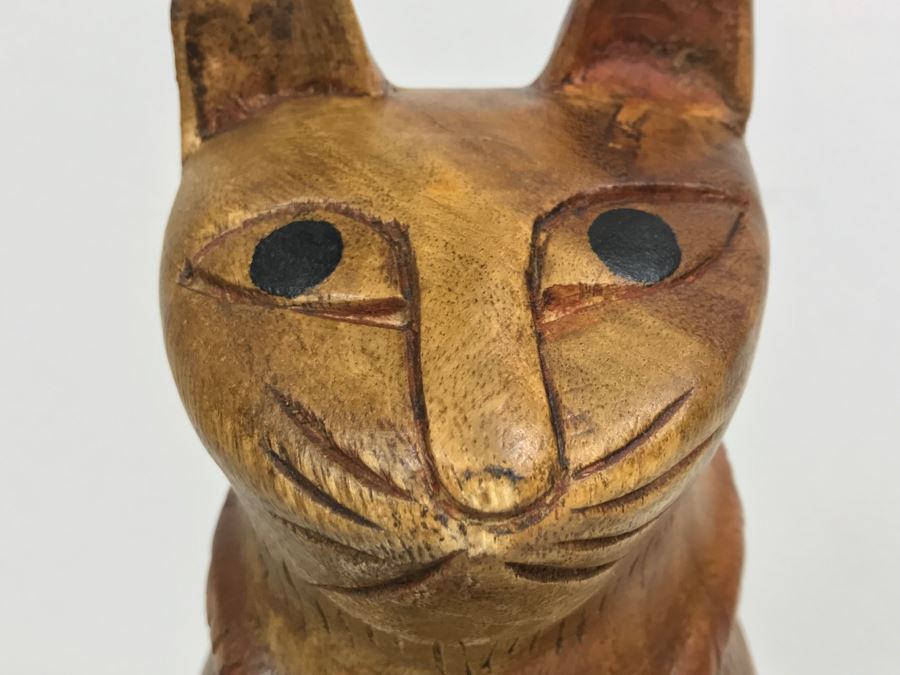 Wooden Carved Cat Sculpture (Box Not Included) [Photo 15]