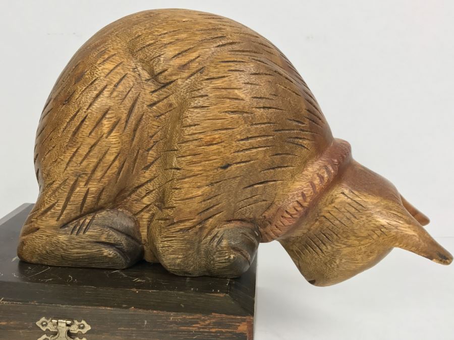 Wooden Carved Cat Sculpture (Box Not Included) [Photo 6]