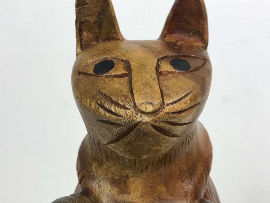 Wooden Carved Cat Sculpture (Box Not Included) [Photo 14]