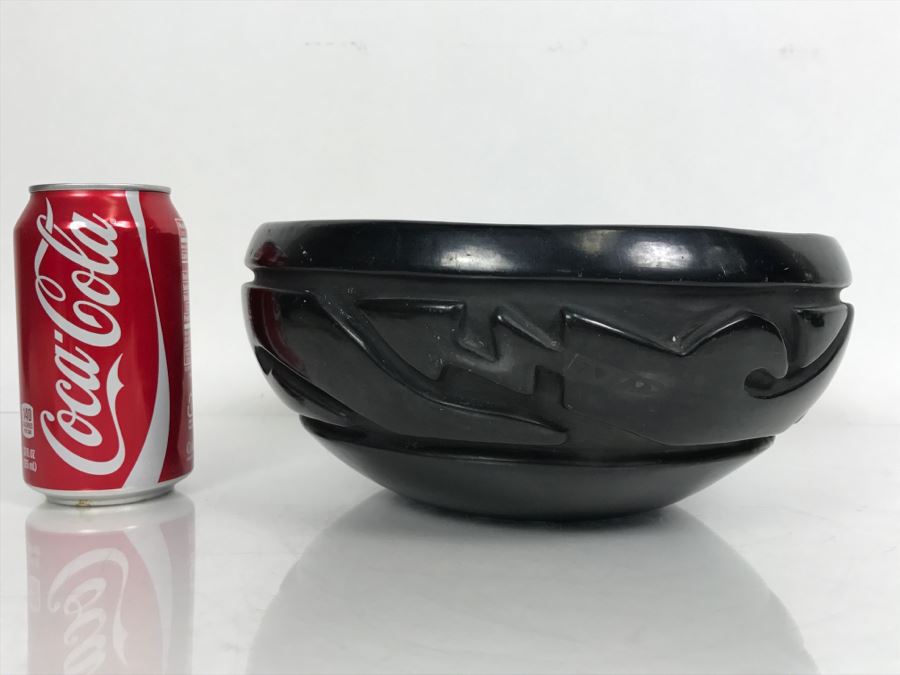 Native American Carved Black Bowl