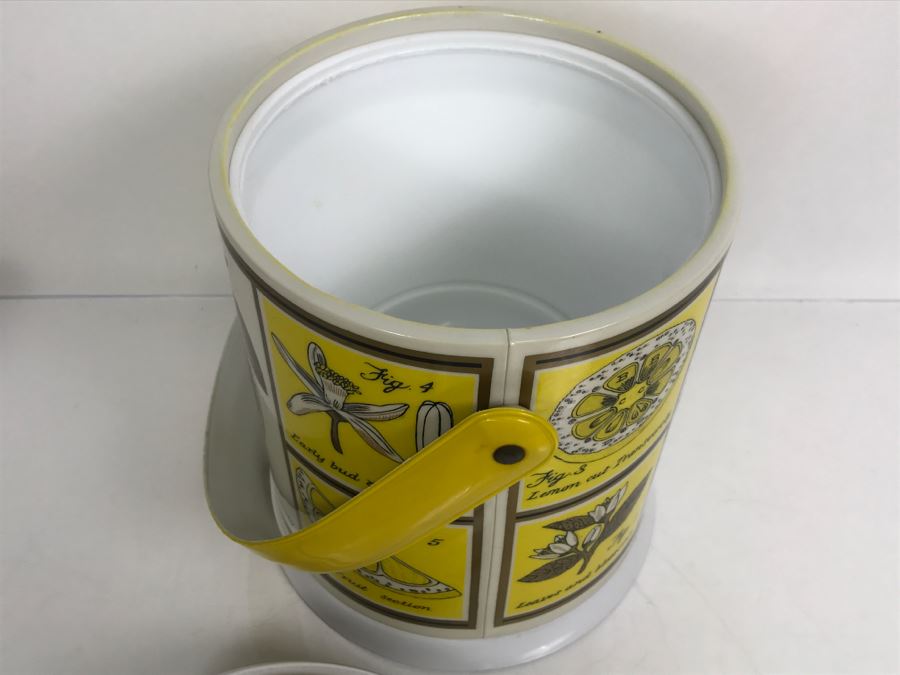 Vintage Anatomy Of A Lemon Ice Bucket With Slight Crack In Top Of Lid