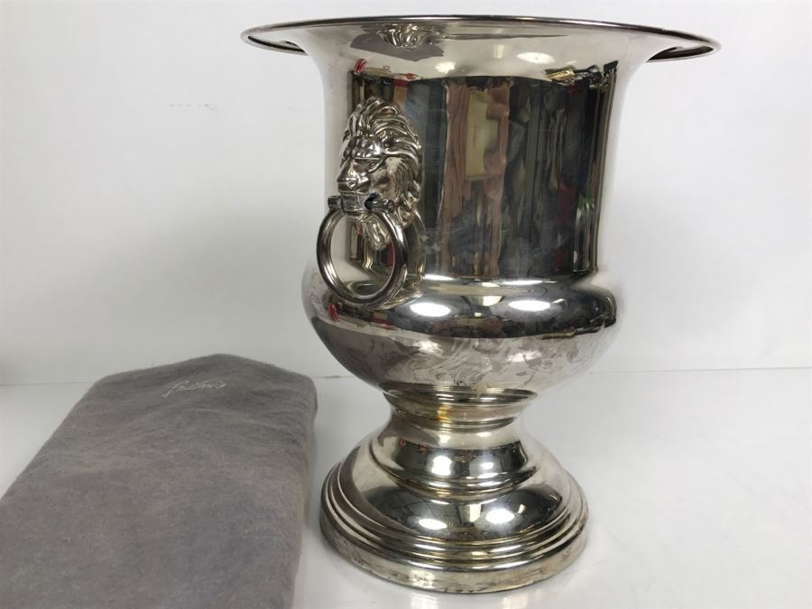 Vintage Silverplate Champagne Wine Bucket With Lion Head Handles [Photo 2]
