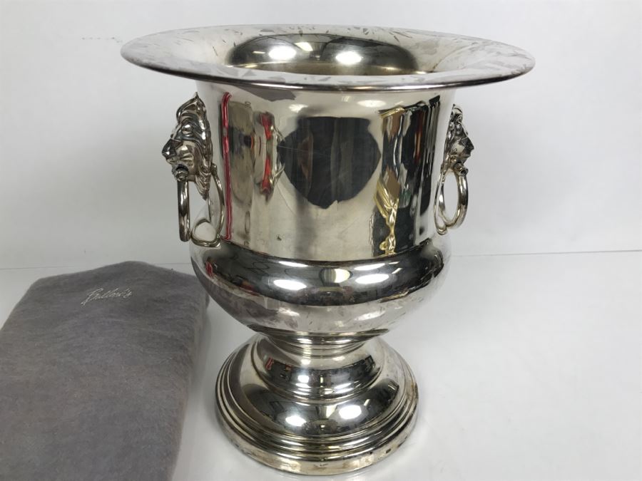 Vintage Silverplate Champagne Wine Bucket With Lion Head Handles