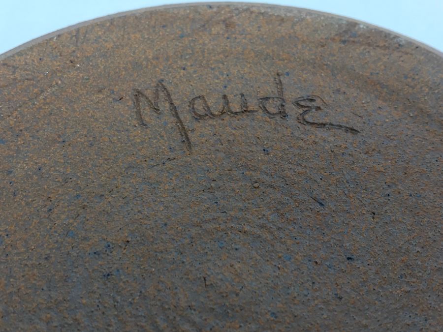 Handmade Stoneware Pot With Lid Signed Maude [Photo 10]