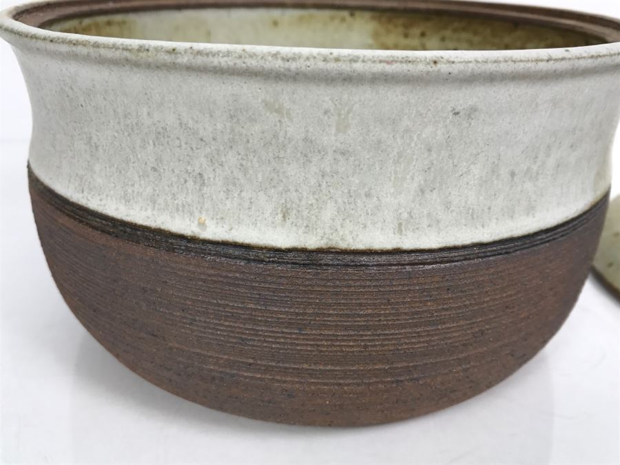 Handmade Stoneware Pot With Lid Signed Maude [Photo 7]