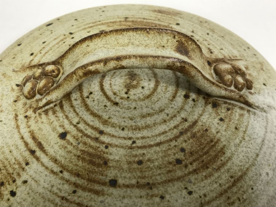 Handmade Stoneware Pot With Lid Signed Maude [Photo 11]