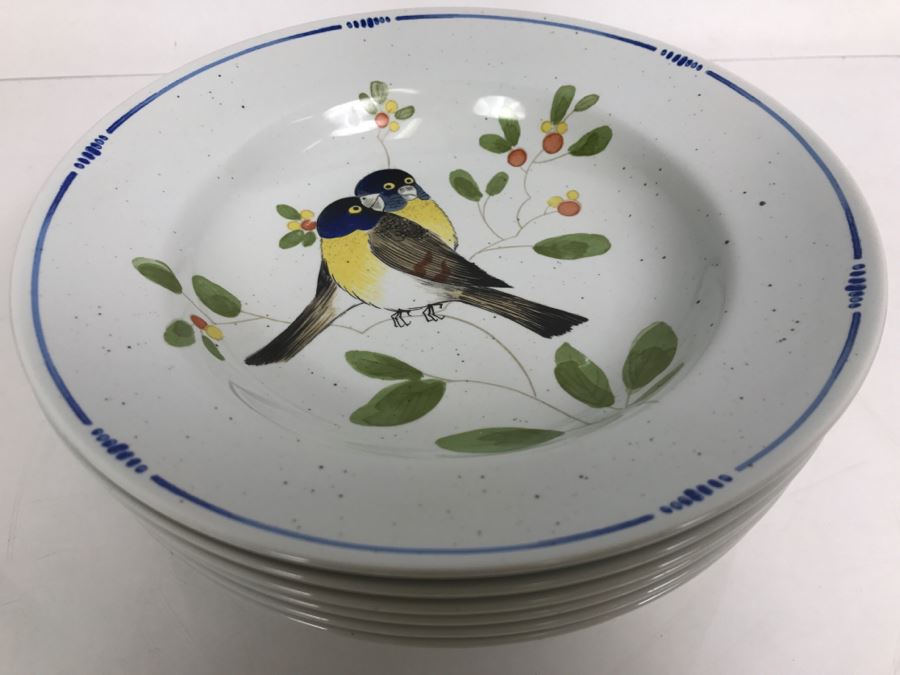 Vintage 1977 Set Of Six Bird Motif Bowls By Fitz And Floyd 'Oiseau' [Photo 5]