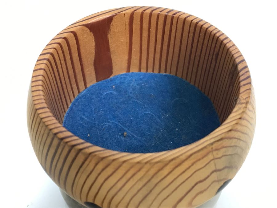 Carved Ebony Wood Elephant (Note Chip On One Foot) And Turned Wooden Trinket Box With Lid And Marble Base [Photo 18]