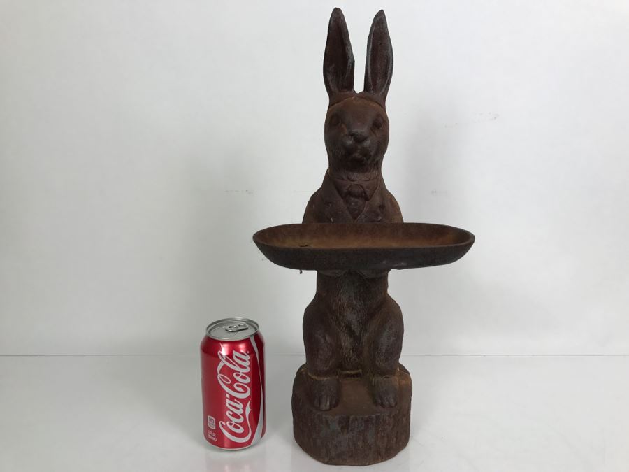 Heavy Cast Iron Rabbit Garden Bird Bath