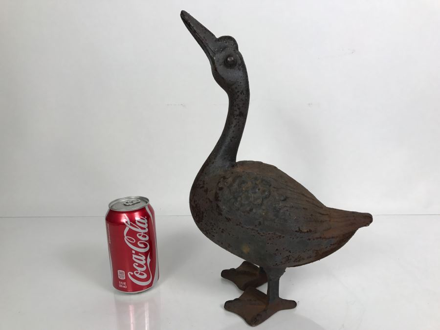Cast Iron Garden Duck Goose (Note One Foot Is Slightly Chipped) Weighs 3,839g