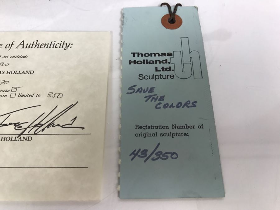 Vintage 1970 Polybronze Sculpture 'Save The Colors' By Thomas Holland With Certificate Of Authenticity 43 Of 350 [Photo 31]