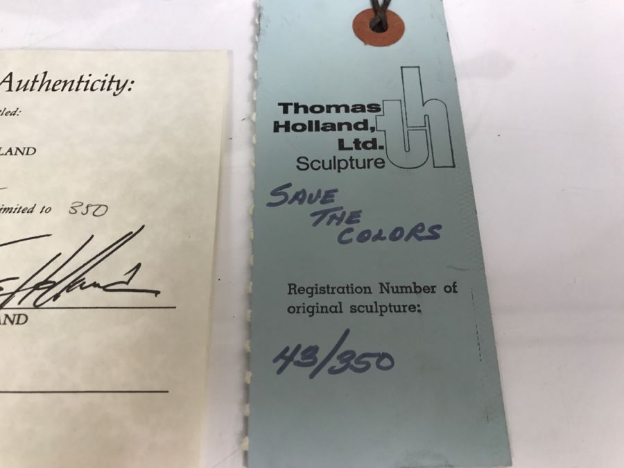 Vintage 1970 Polybronze Sculpture 'Save The Colors' By Thomas Holland With Certificate Of Authenticity 43 Of 350 [Photo 33]
