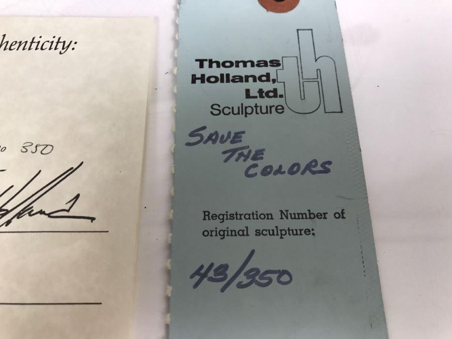 Vintage 1970 Polybronze Sculpture 'Save The Colors' By Thomas Holland With Certificate Of Authenticity 43 Of 350 [Photo 32]
