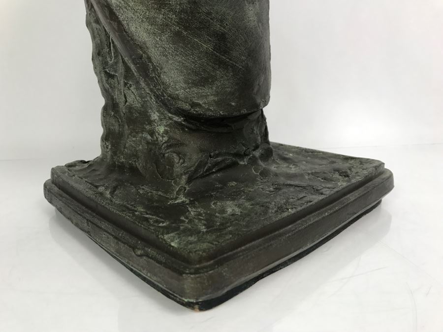 Vintage 1999 Jim Gion Life Size Bust Clay Sculpture Titled 'Betsy' Of Champion Bull Terrior Dog Signed On Clay Sculpture And On Wooden Stand [Photo 13]