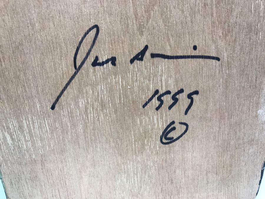 Vintage 1999 Jim Gion Life Size Bust Clay Sculpture Titled 'Betsy' Of Champion Bull Terrior Dog Signed On Clay Sculpture And On Wooden Stand [Photo 27]