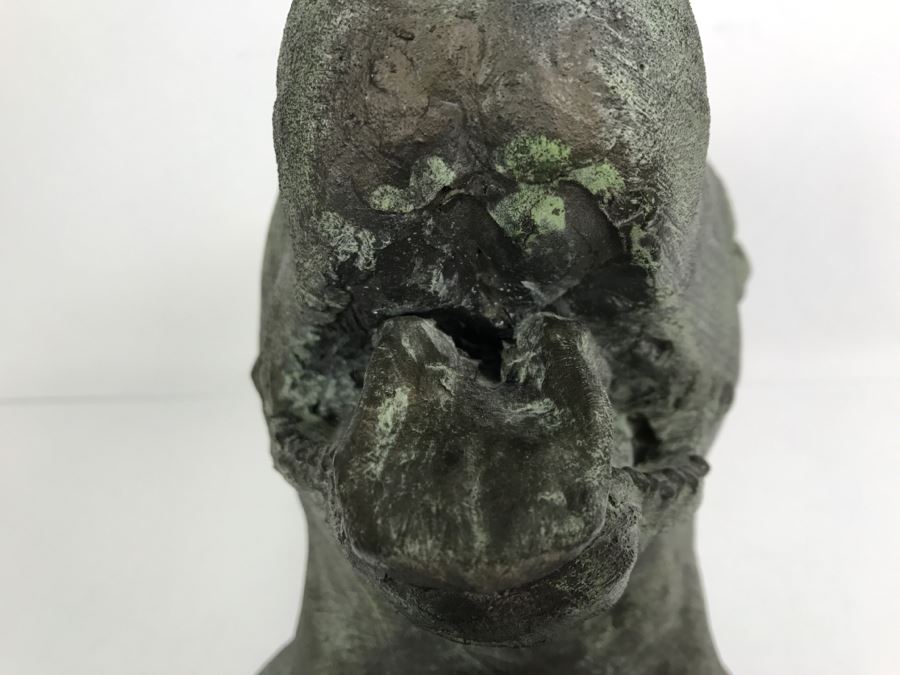 Vintage 1999 Jim Gion Life Size Bust Clay Sculpture Titled 'Betsy' Of Champion Bull Terrior Dog Signed On Clay Sculpture And On Wooden Stand [Photo 26]