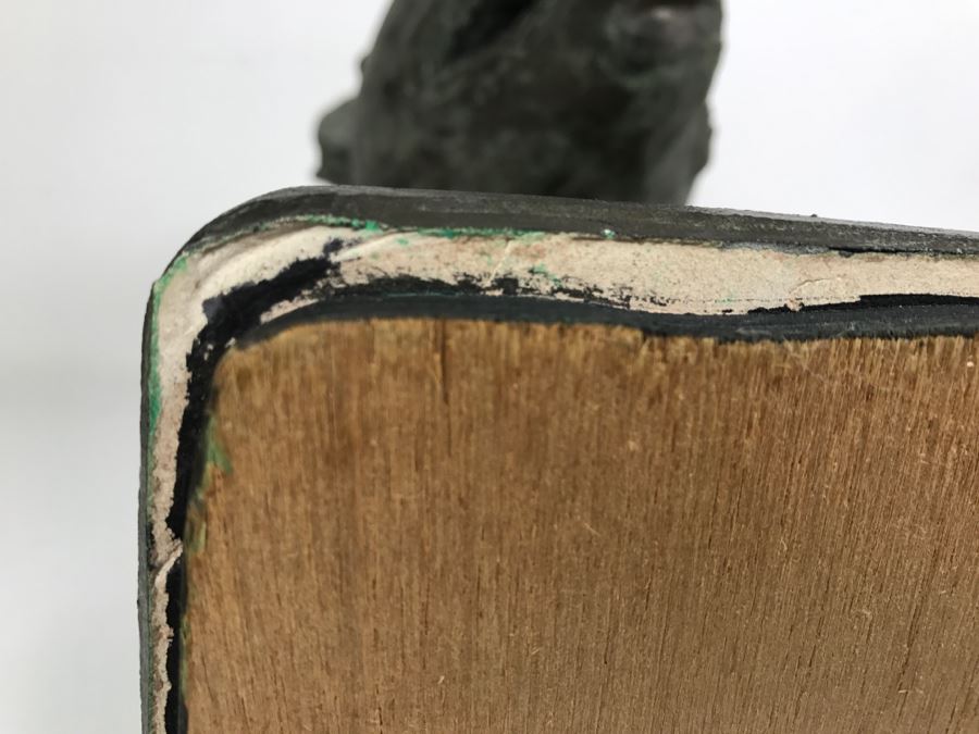 Vintage 1999 Jim Gion Life Size Bust Clay Sculpture Titled 'Betsy' Of Champion Bull Terrior Dog Signed On Clay Sculpture And On Wooden Stand [Photo 28]