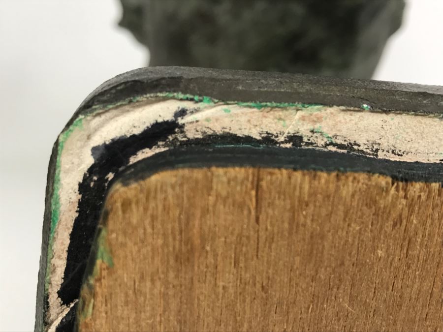 Vintage 1999 Jim Gion Life Size Bust Clay Sculpture Titled 'Betsy' Of Champion Bull Terrior Dog Signed On Clay Sculpture And On Wooden Stand [Photo 29]