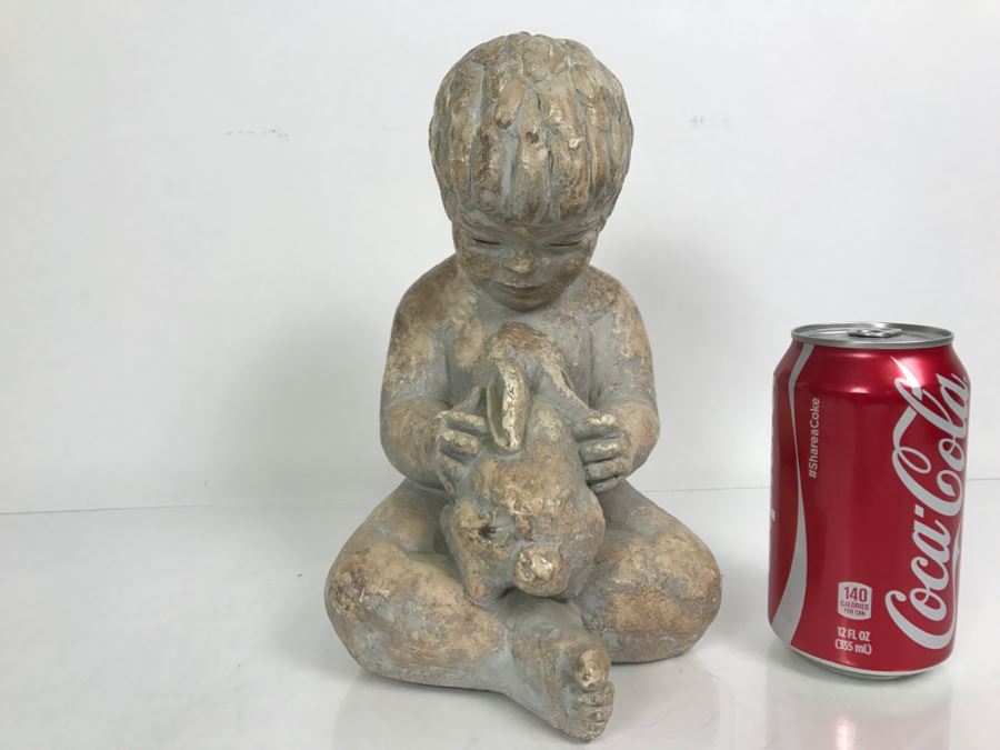 Vintage 1972 Boy With Rabbit Sculpture Miro Musulin Austin Productions [Photo 1]