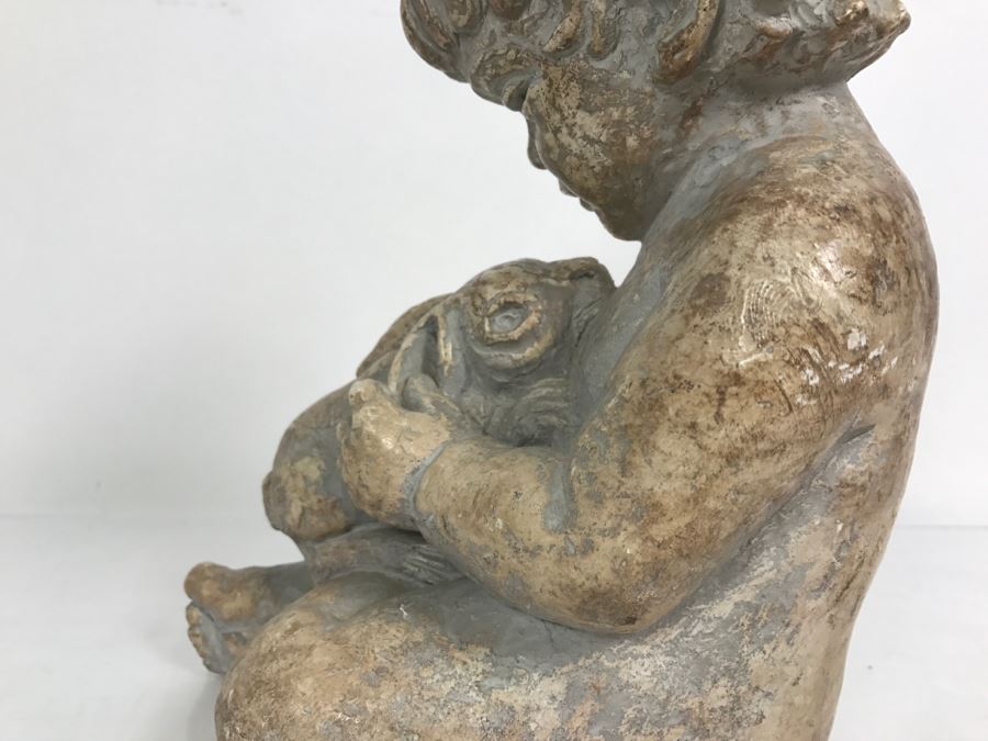 Vintage 1972 Boy With Rabbit Sculpture Miro Musulin Austin Productions [Photo 14]