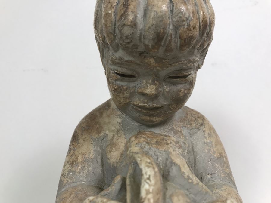 Vintage 1972 Boy With Rabbit Sculpture Miro Musulin Austin Productions [Photo 4]
