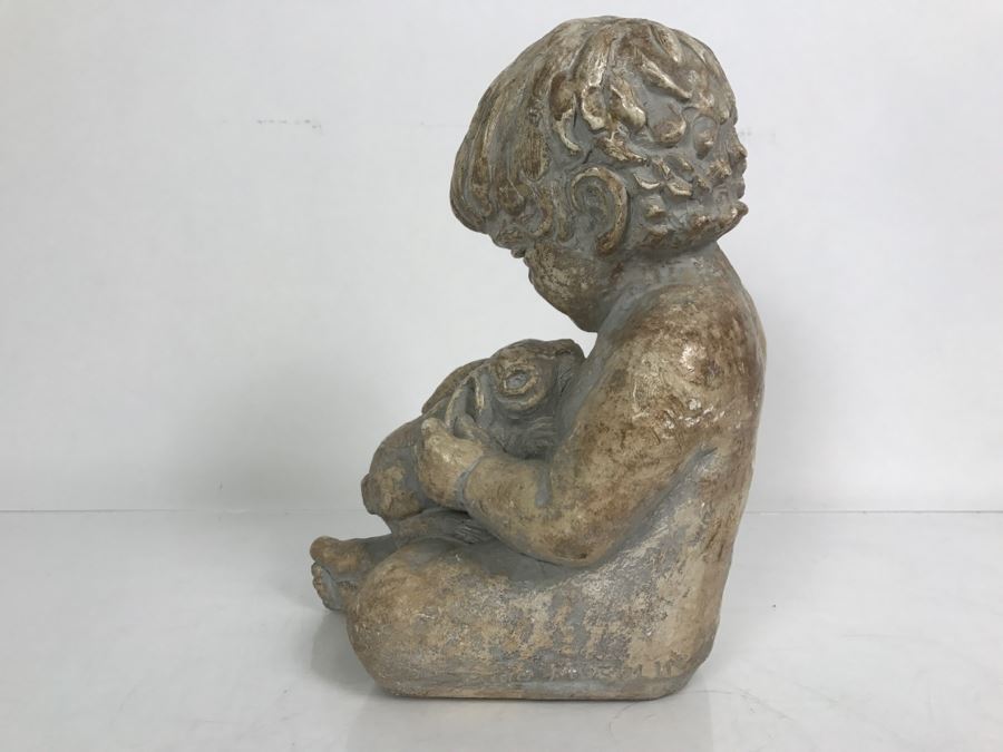 Vintage 1972 Boy With Rabbit Sculpture Miro Musulin Austin Productions [Photo 13]