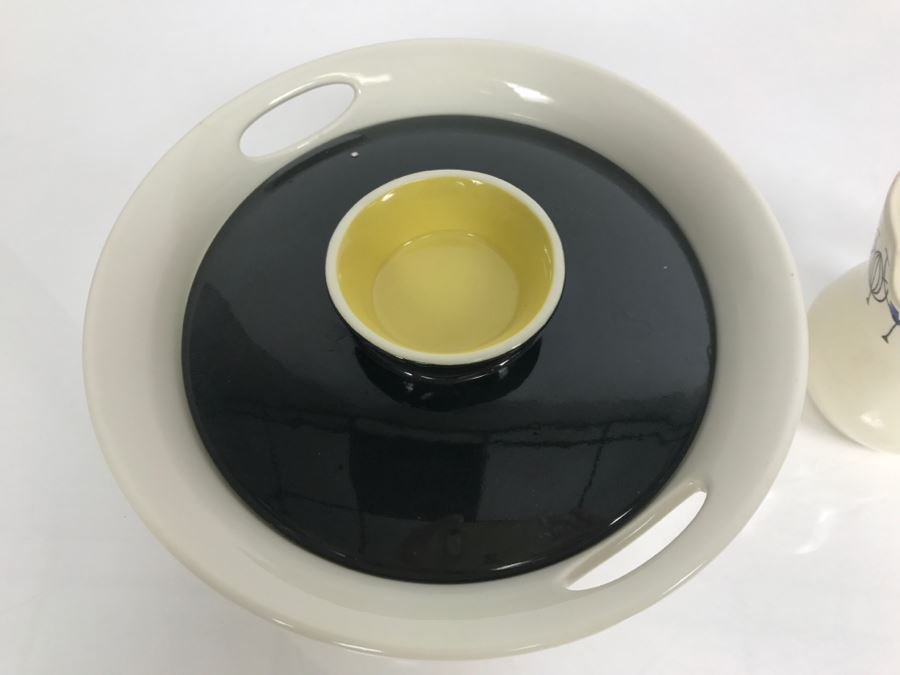 Vintage Mid-Century Stavangerflint Norway Creamer And Bowl And Fitz And Floyd Covered Scandinavian Design Covered Dish [Photo 12]