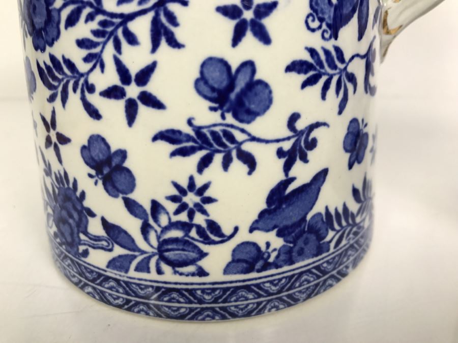 Pair Of Vintage Belfort Bisto England Blue And White Pitchers Bishop & Stonier [Photo 7]