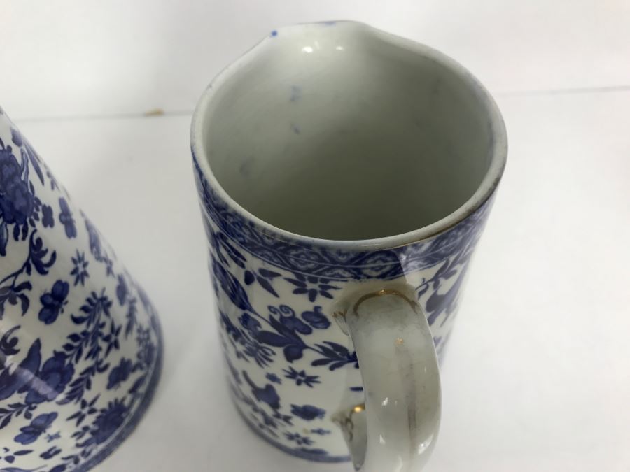 Pair Of Vintage Belfort Bisto England Blue And White Pitchers Bishop & Stonier [Photo 11]