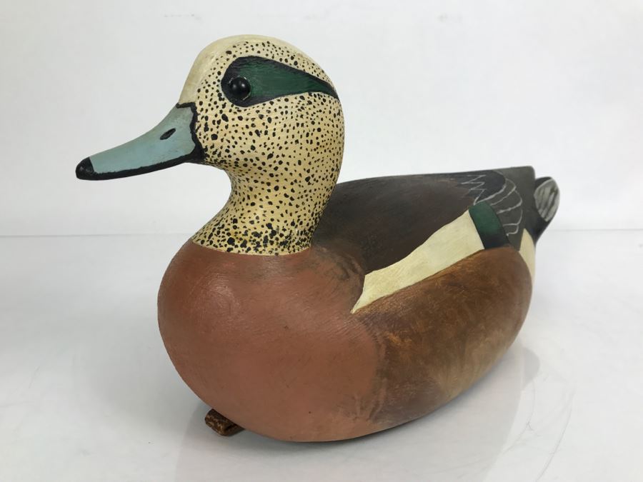 Hand Painted Carved Wooden Decoy Duck Signed MAM [Photo 7]