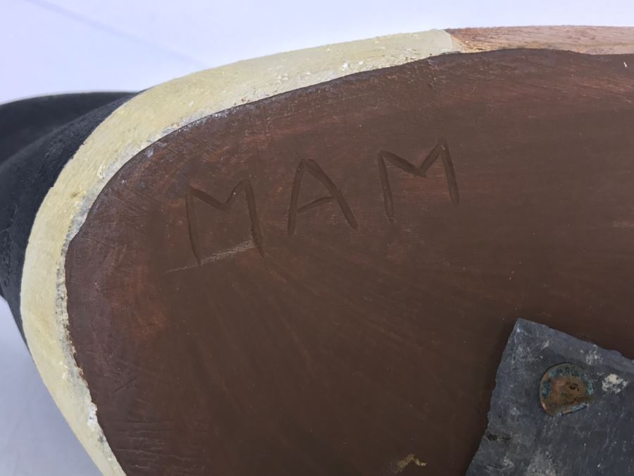 Hand Painted Carved Wooden Decoy Duck Signed MAM [Photo 12]