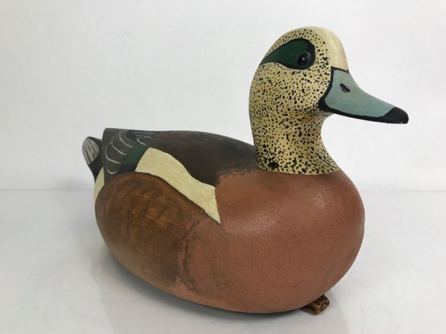 Hand Painted Carved Wooden Decoy Duck Signed MAM [Photo 5]