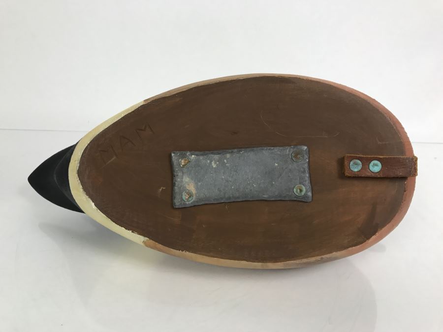 Hand Painted Carved Wooden Decoy Duck Signed MAM [Photo 11]