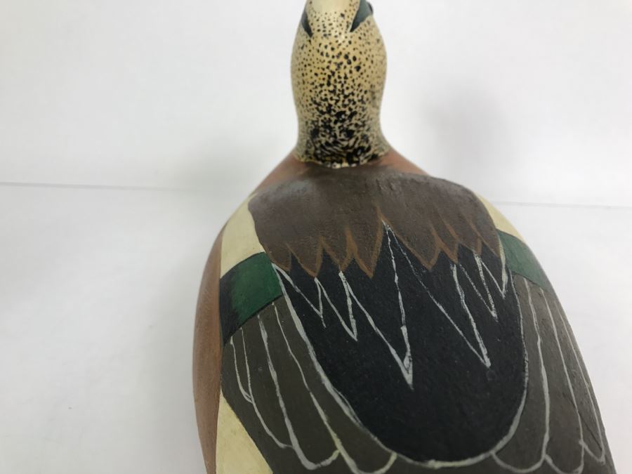 Hand Painted Carved Wooden Decoy Duck Signed MAM [Photo 10]