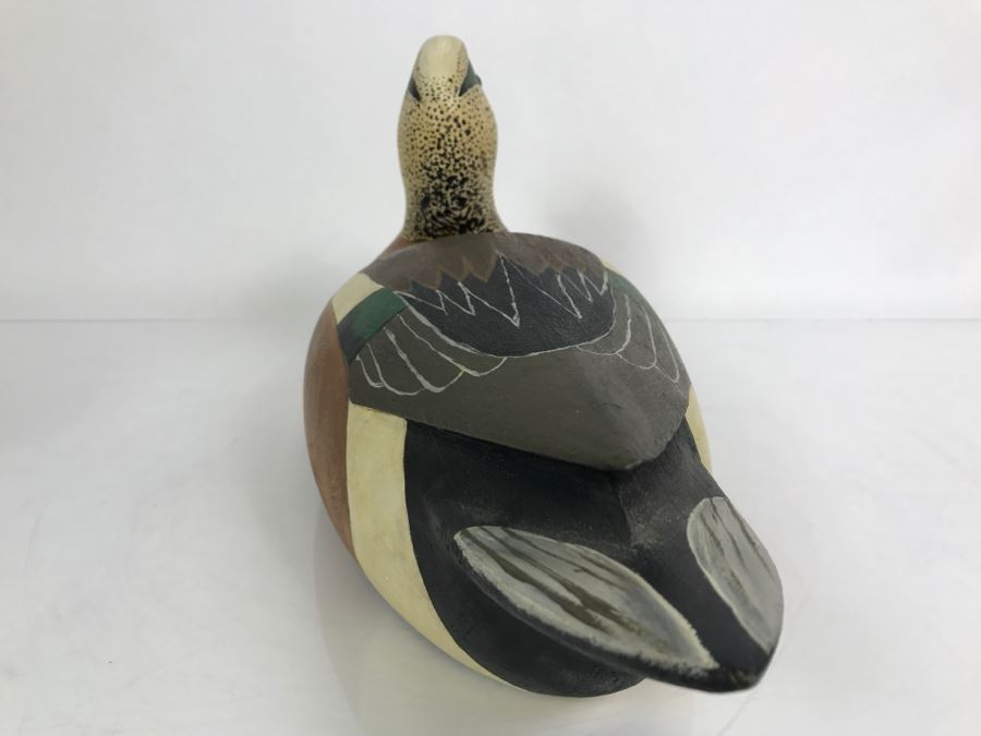 Hand Painted Carved Wooden Decoy Duck Signed MAM [Photo 9]