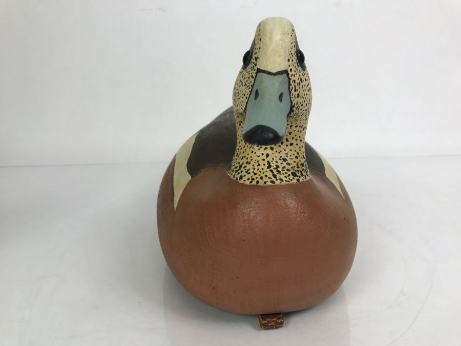 Hand Painted Carved Wooden Decoy Duck Signed MAM [Photo 6]
