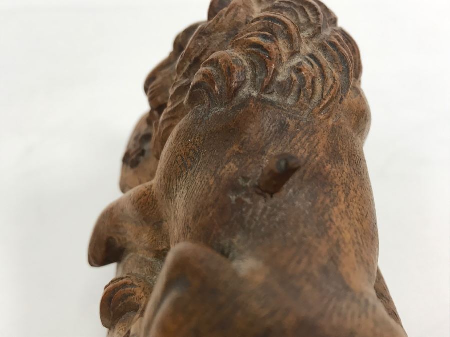 Vintage Hand Carved Wooden Sculpture Of The Lion Of Lucerne Luzern Switzerland Well Executed Detailed Carving [Photo 25]