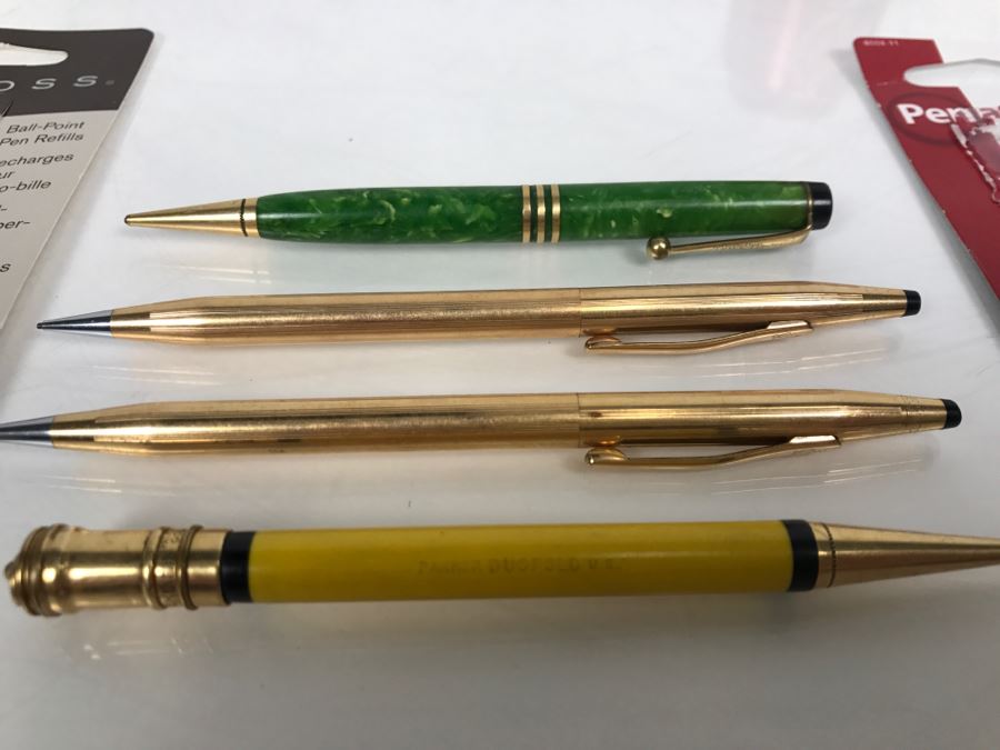 Various Vintage Mechanical Pencils From Parker And Cross Duofold
