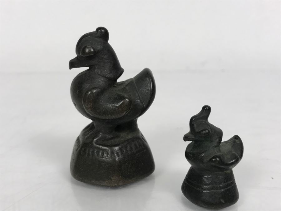 Pair Of Small Asian Bronze Bird Sculptures [Photo 1]