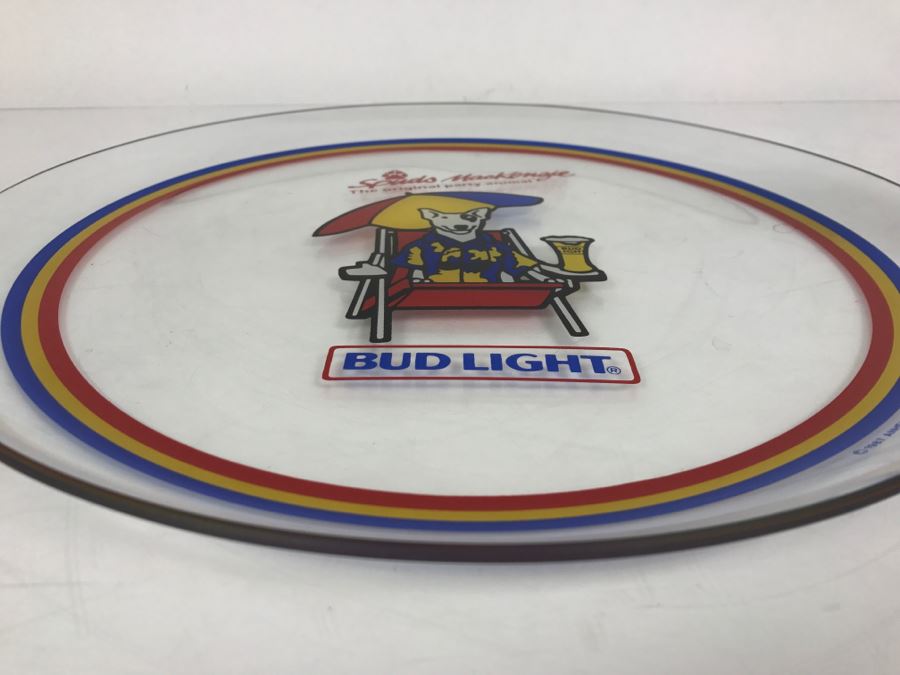 Vintage Bud Light Beer Advertising Spuds MacKenzie The Original Party Animal Glass Plate Tray [Photo 4]