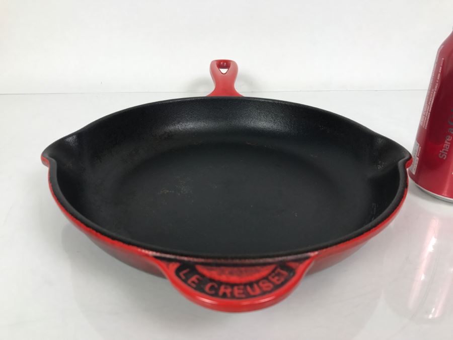 Vintage Le Creuset Enamel Cast Iron Skillet Made In France 23 Red [Photo 3]